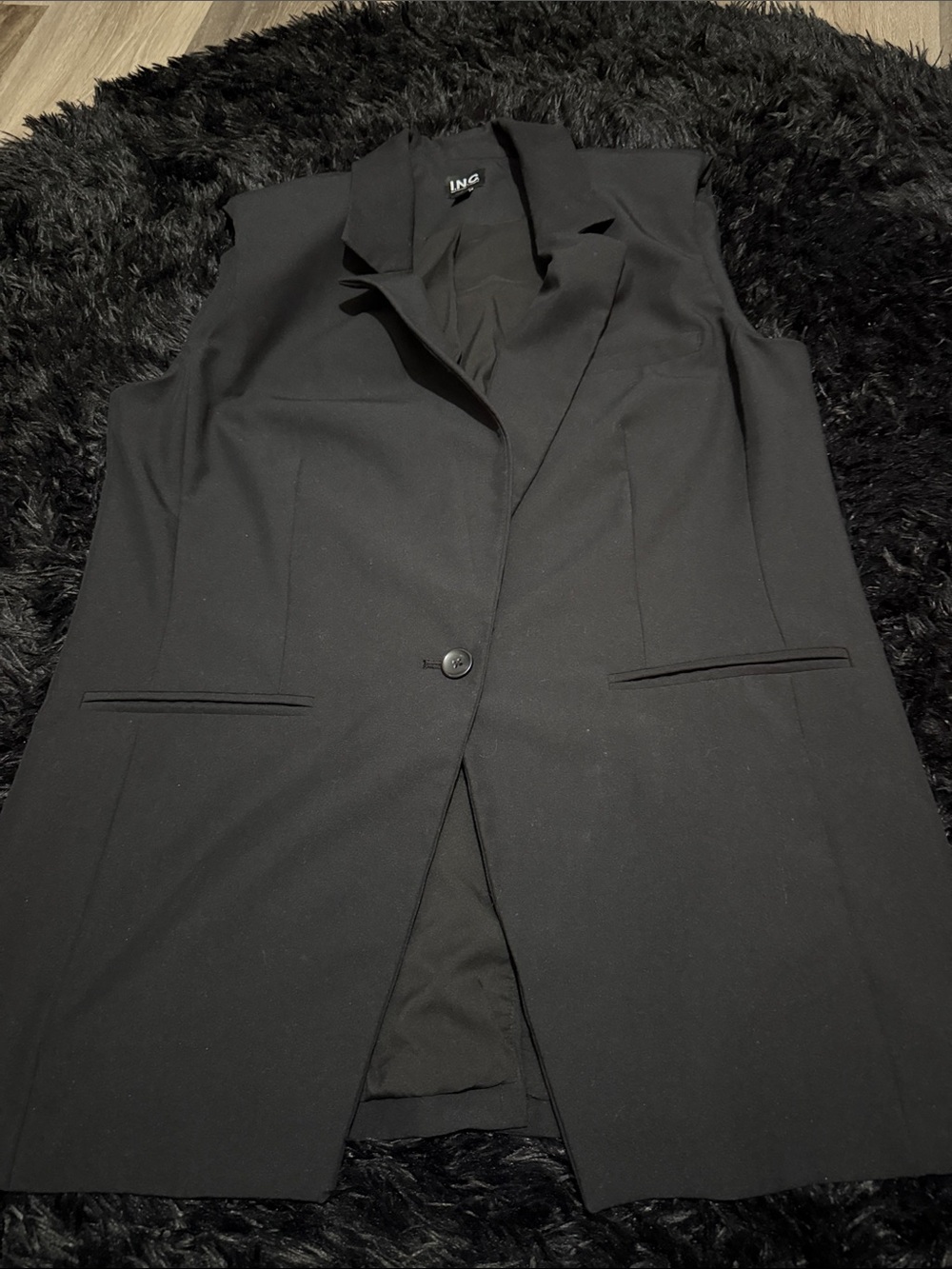 INC Black Sleeveless Tailored Blazer